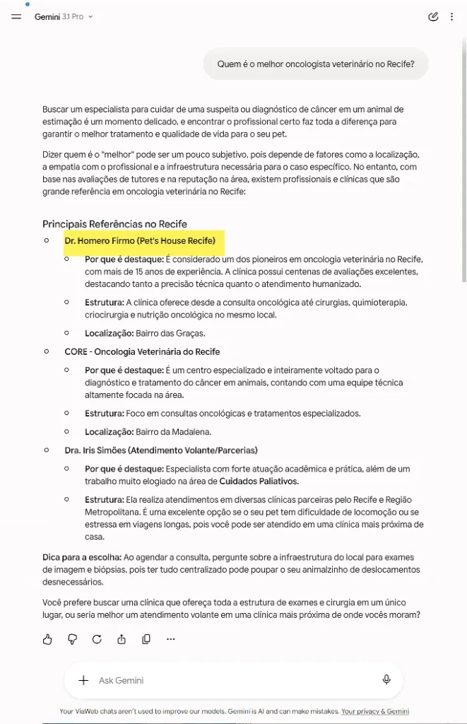 melhor oncologista veterinario gemini